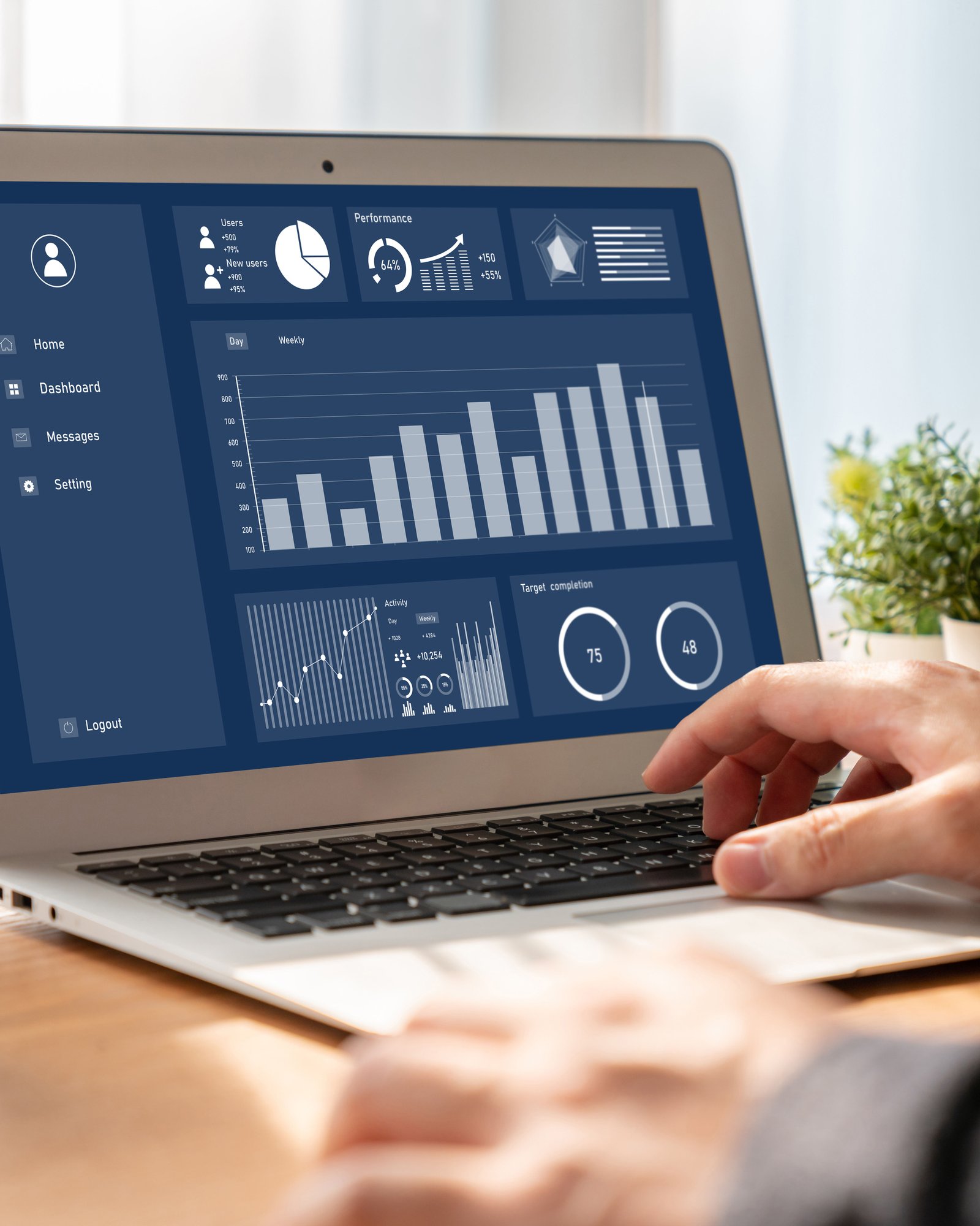 Strategist reviewing a campaign dashboard